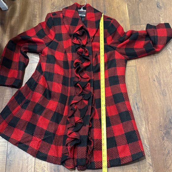 Denim 24/7 Red and Black Plaid Pea Coat - Picture 9 of 9